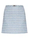 Versace Mini Skirt In Tweed With Belt Detail In Blue