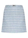 Versace Mini Skirt In Tweed With Belt Detail In Blue