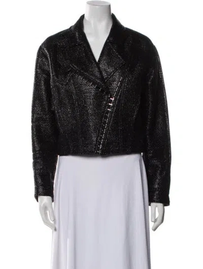 Pre-owned Versace Tweed Pattern Evening Jacket In Black