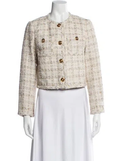 Pre-owned Versace Tweed Pattern Evening Jacket In Neutral