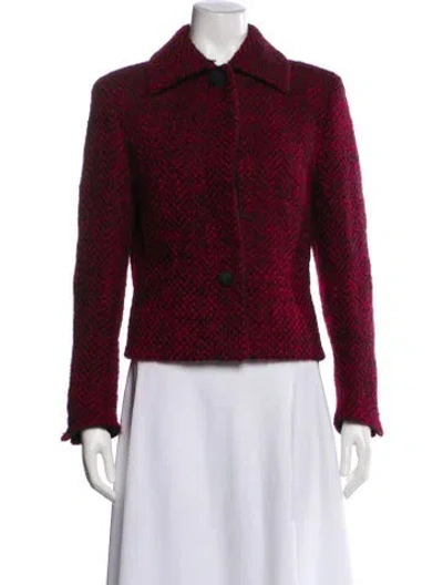 Pre-owned Versace Tweed Pattern Evening Jacket In Red