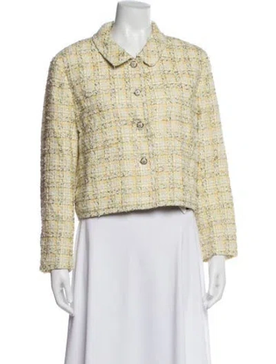 Pre-owned Versace Tweed Pattern Jacket In Yellow