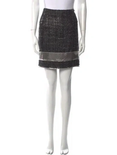 Pre-owned Versace Tweed Pattern Mini Skirt In Black