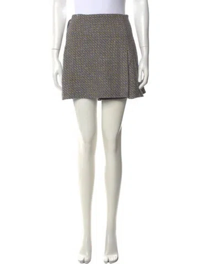 Pre-owned Versace Tweed Pattern Mini Skirt In Metallic/yellow