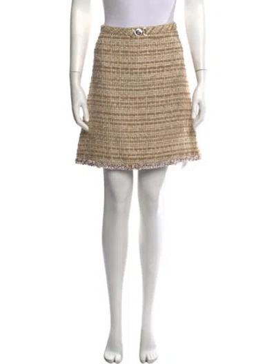 Pre-owned Versace Tweed Pattern Mini Skirt W/ Tags In Brown