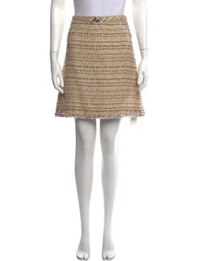 Pre-owned Versace Tweed Pattern Mini Skirt W/ Tags In Brown