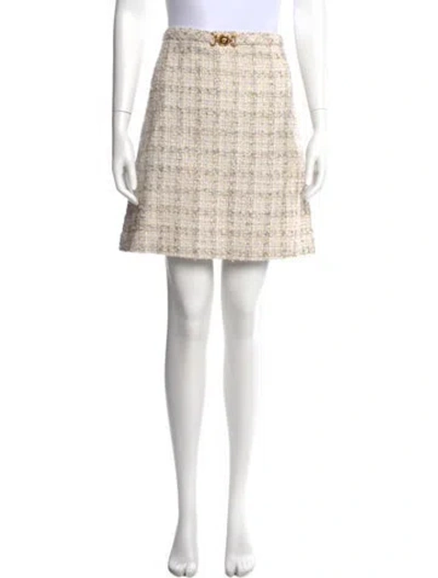 Pre-owned Versace Tweed Pattern Mini Skirt W/ Tags In Purple