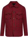 Versace Checked Tweed Button In Red