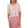 Versace Tweed Short-sleeved Cardigan Jacket In Pink