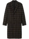 Versace Checked Midi Coat In Brown