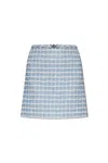 Versace Mini Skirt In Tweed With Belt Detail In Blue