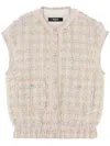 Versace Fancy Metallic Tweed Vest In Pink