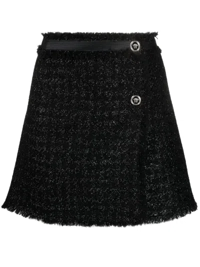 VERSACE TWEED WRAP MINISKIRT
