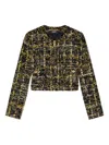 Versace Tweed Zip-front Jacket In Green