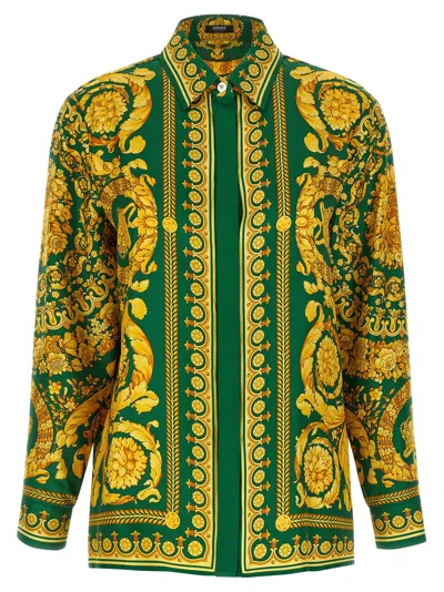 VERSACE TWILL SHIRT SHIRT AND BLOUSE GREEN