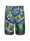 Versace Le Maschere Print Silk Shorts In Multicolor