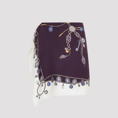 Versace Twill Silk Stolen Jewels Mini Skirt In Pink & Purple