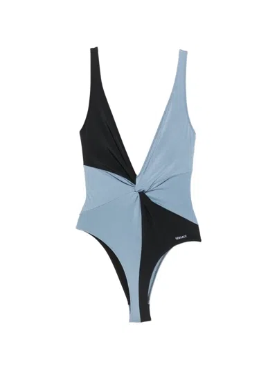 Versace Twist-detail Swimsuit In Blue