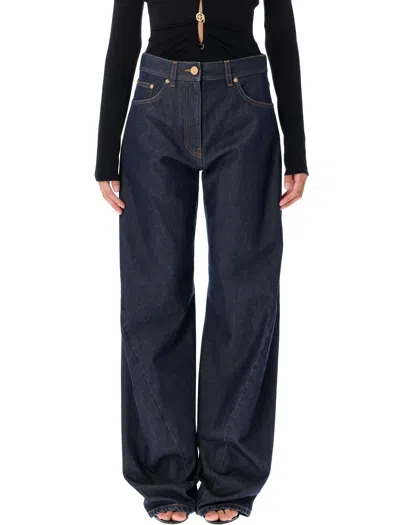 Versace Twisted Baggy Jeans In Black