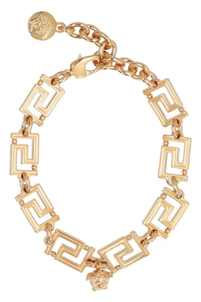 Versace Twisted Groumette Steel Chain Bracelet In Gold
