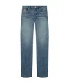 Versace Baggy Twisted Japanese Jeans In Blue