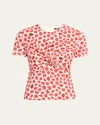 Versace Strawberry Garden Gathered Top In Whitered