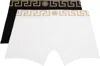 Versace Two-pack Black & White Greca Border Long Boxer Briefs In A83k-black-white-bla