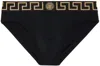 Versace Two-pack Black Greca Border Briefs In A80g-black Gold