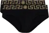 Versace Two-pack Black Greca Border Briefs In A80g-black Gold Gree