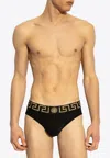 Versace Greca Border Elastic Waistband Briefs In Multicolor