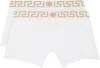 Versace Two-pack White Greca Border Long Boxer Briefs In A81h-white- Greek Go