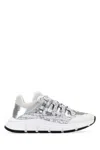 VERSACE TWO-TONE FABRIC AND LEATHER TRIGRECA SNEAKERS