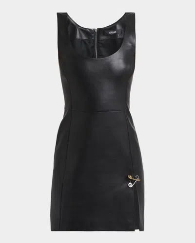 Versace Safety Pin Mini Dress In Black