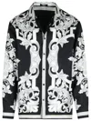 Versace Printed Drawstring Hem Jacket In Black
