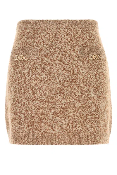 Versace Two-tone Virgin Wool Blend Mini Skirt