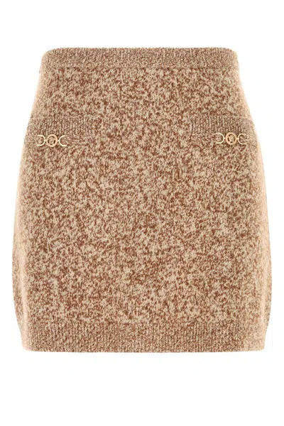 Versace Two-tone Virgin Wool Blend Mini Skirt