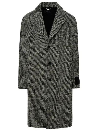 Versace Two-tone Wool Coat In Grey