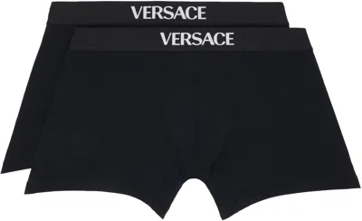 Versace Two-pack Black Cotton-jersey Long Boxer Briefs