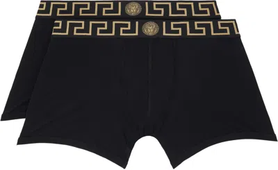 Versace Two-pack Black Greca Border Long Boxer Briefs
