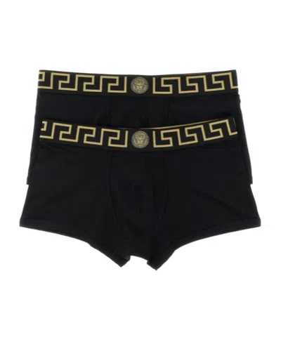Versace Two-pack Boxer Briefs In Black