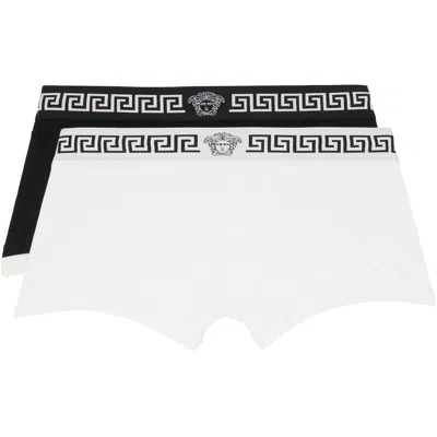 Versace Two-pack White & Black Jersey Boxer Briefs In 2w020-white+black