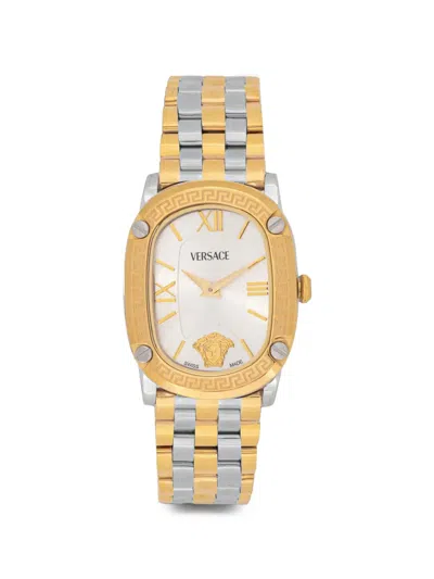 Versace Two-tone Oval-face 29mm Watch In Metallic