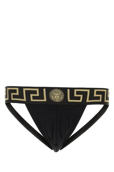 VERSACE VERSACE BLACK STRETCH COTTON BRIEF
