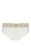 Versace White Stretch Cotton Brief In Whitegreekgold