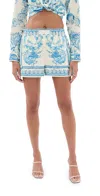 Versace Underwater Barocco Bicolour Foulard Cotton Poplin Shorts Eggshell/bright Dv Blue