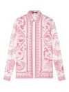 Versace Graphic Print Long Sleeves Top In Pink