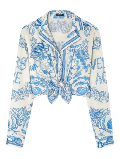 VERSACE `UNDERWATER BAROCCO BICOLOUR FOULARD` INFORMAL SHIRT