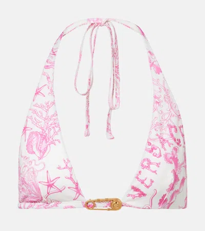 Versace Underwater Barocco Bikini Top In Pink