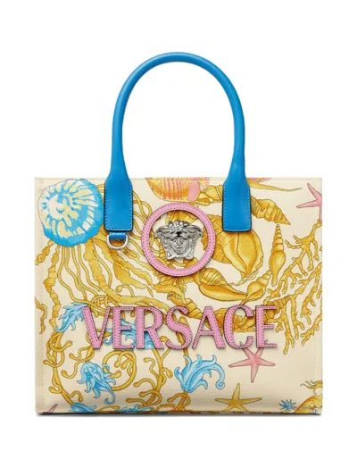 Versace Underwater Barocco Canvas Tote Bag