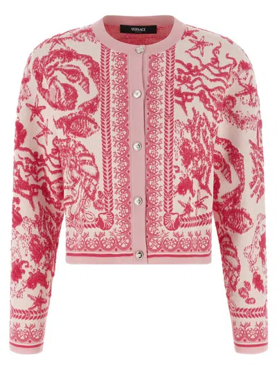 Versace 'underwater Barocco' Cardigan In Pink